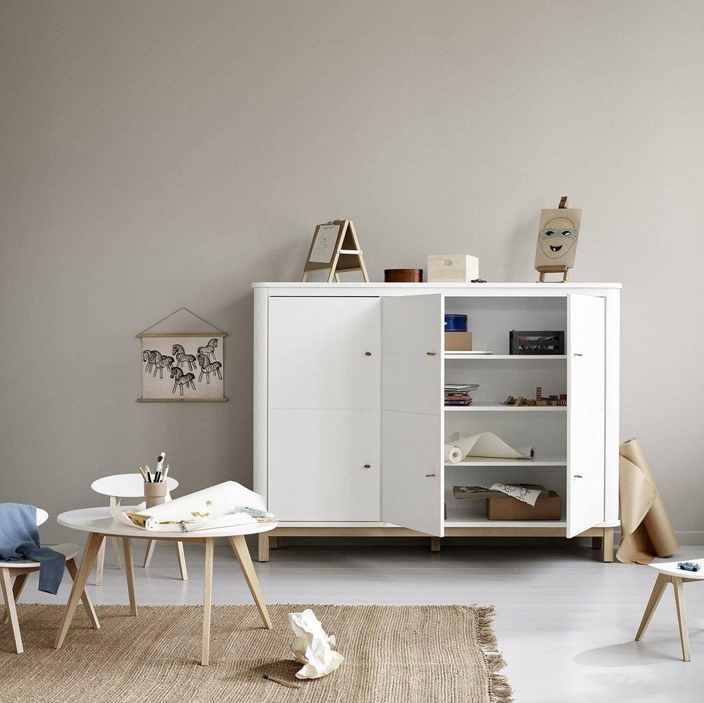 Wood Cupboard 3 Doors White Oak