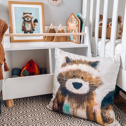 Tigercub Prints Ralphy the Racoon Woodland Nursery Cushion Cover