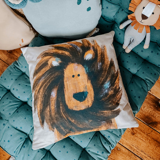 Tigercub Prints Lion Cushion Cover - Safari Theme Nursery Cushion Cover