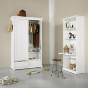 Oliver Furniture Seaside white double wardrobe with soft-close doors, hanging rail, moveable shelves, and storage drawers for children's bedrooms.
