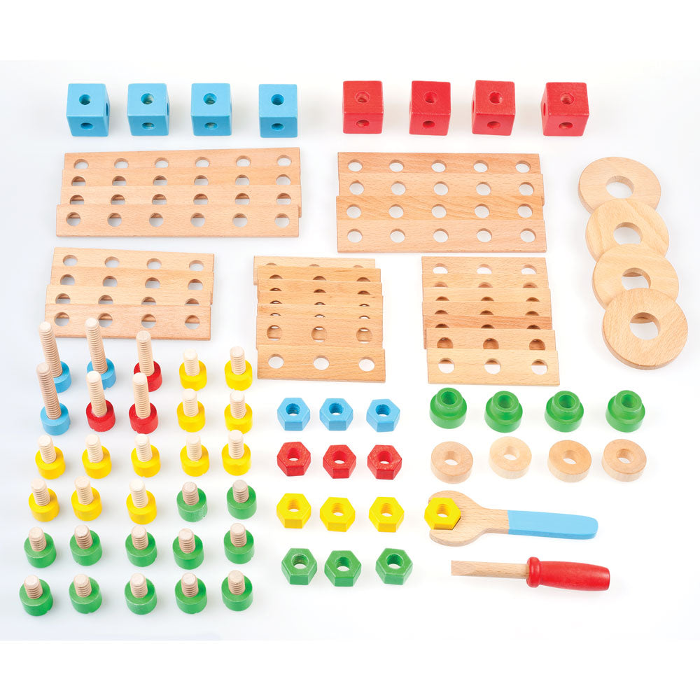 Tidlo Wooden Construction Toys Bundle, Pretend Play Sets