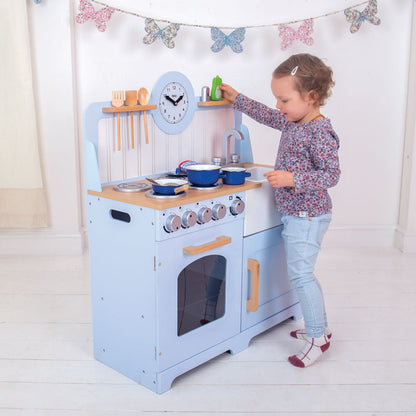 Tidlo Country Wooden Play Kitchen - Blue
