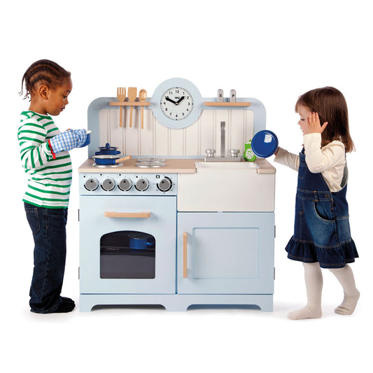 Tidlo Country Wooden Play Kitchen - Blue