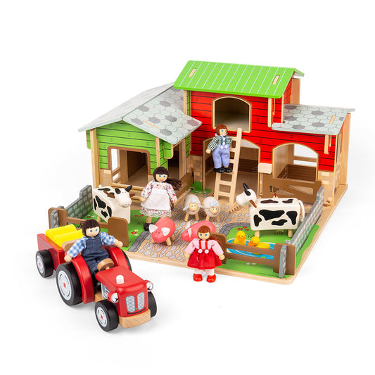 Tidlo Cobblestone Wooden Farm Playset