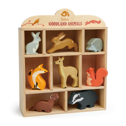 Tender Leaf Toys 8 Woodland Animals Wooden Set / Shelf