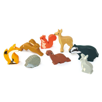 Tender Leaf Toys 8 Woodland Animals Wooden Set / Shelf