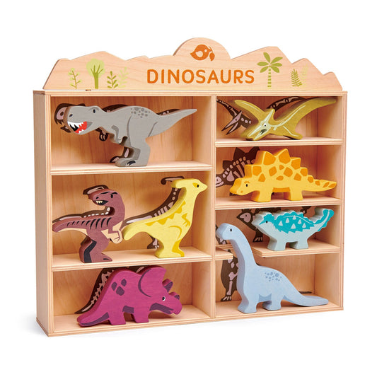 Tender Leaf Toys 8 Dinosaurs Wooden Set / Shelf