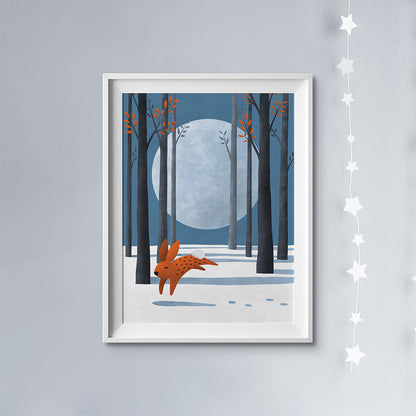 Tigercub Prints Moon Bunny Scandi Nursery Print