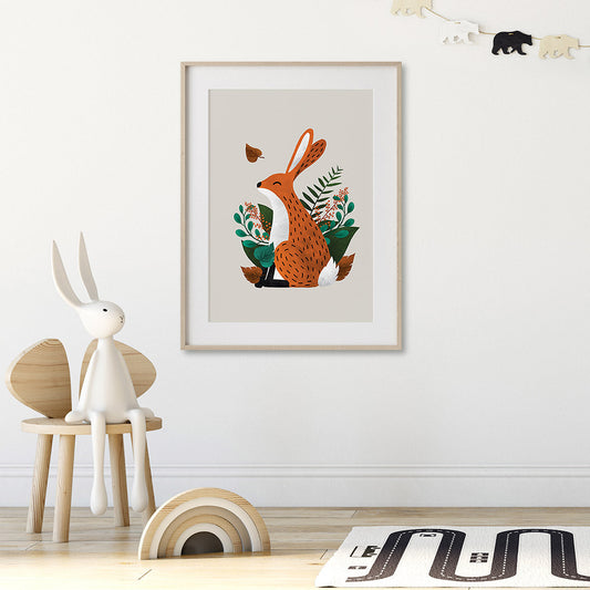 Tigercub Prints Scandi Hare Neutral Nursery Print