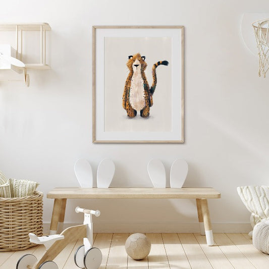 Tigercub Prints Neutral Safari Cheetah Childrens Nursery Print