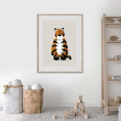 Tigercub Prints Neutral Jungle Tiger Childrens Nursery Print