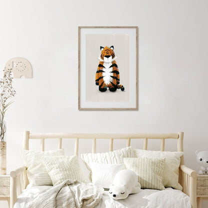 Tigercub Prints Neutral Jungle Tiger Childrens Nursery Print