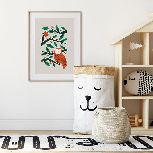 Tigercub Prints Scandi Owl Neutral Nursery Print