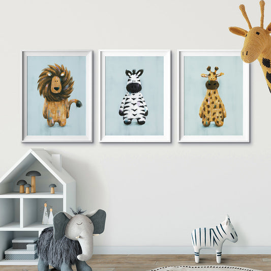 Tigercub Prints Safari Friends Set of 3 Nursery Prints