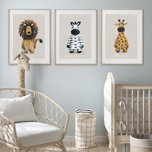 Tigercub Prints Safari Nursery Prints - Set of 3 Neutral Nursery Prints