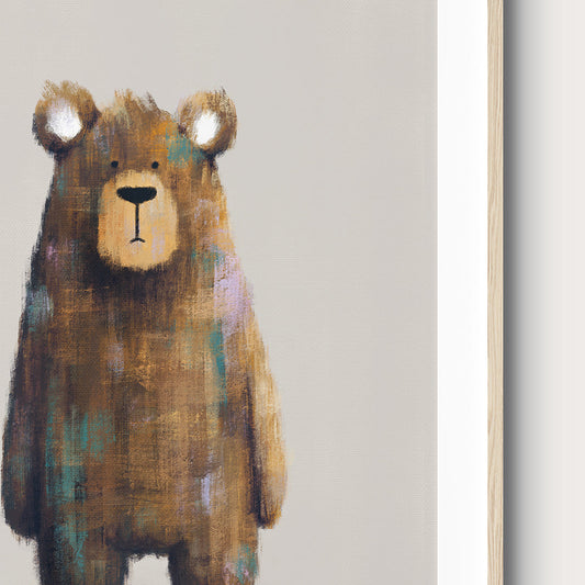 Tigercub Prints Benji the Bear Woodland Nursery Print (Neutral)