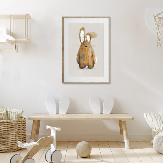 Tigercub Prints Florence the Bunny Woodland Nursery Print (Neutral)