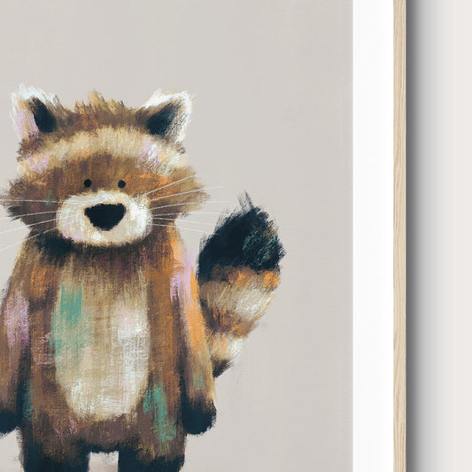 Tigercub Prints Ralphy the Racoon Woodland Nursery Print (Neutral)