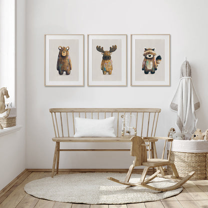 Tigercub Prints Woodland Set of 3 Nursery Prints (Neutral)