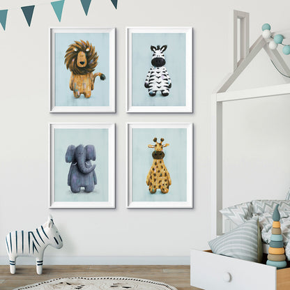 Tigercub Prints Safari Friends Set of 4 Nursery Prints