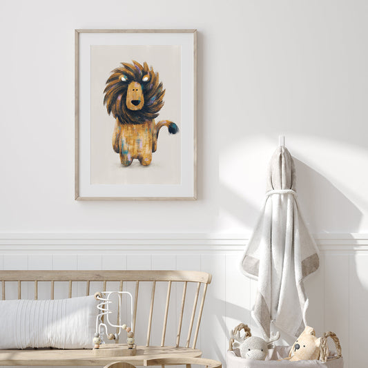 Tigercub Prints Rory the Lion Safari Nursery Print (Neutral)