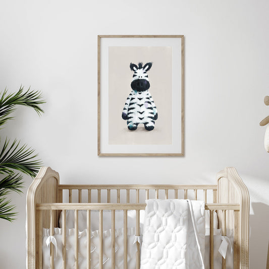 Tigercub Prints Zara the Zebra Safari Nursery Print (Neutral)