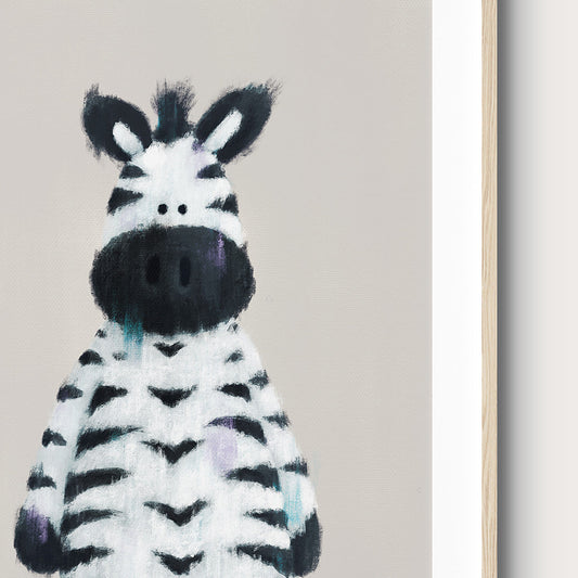 Tigercub Prints Zara the Zebra Safari Nursery Print (Neutral)