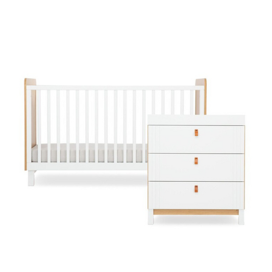 CuddleCo Rafi 2 Piece Nursery Furniture Set - Oak & White
