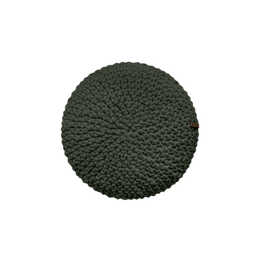 Zuri House Crochet Round Cushion - Olive Green