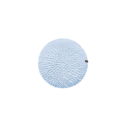 Zuri House Crochet Round Cushion - Marl Blue