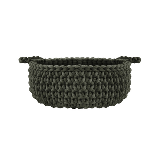 Zuri House Crochet Flat Basket - Olive Green