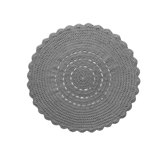 Zuri House Crochet Doily Rug - Dark Grey
