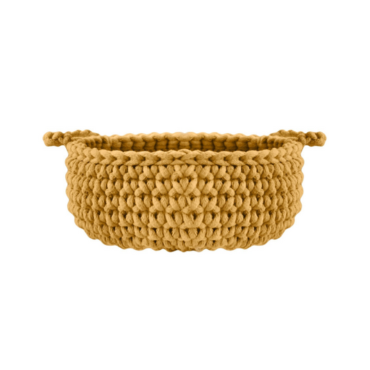 Zuri House Crochet Flat Basket - Mustard