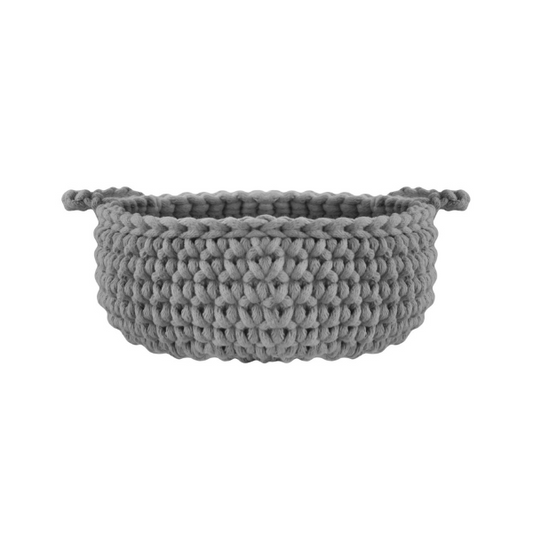 Zuri House Crochet Flat Basket - Dark Grey