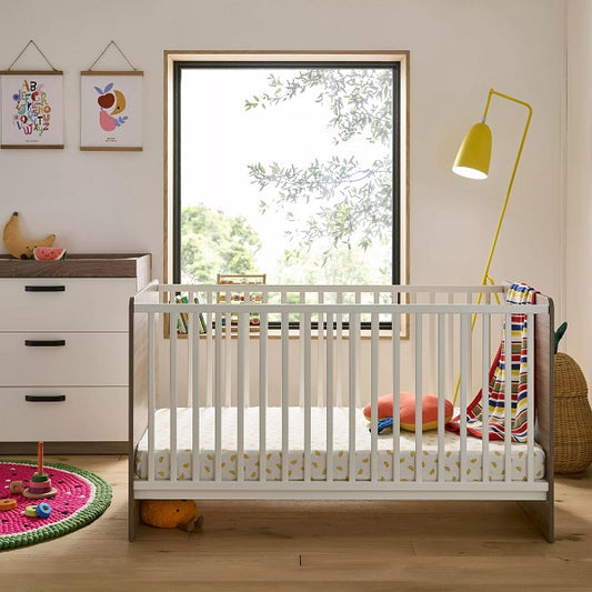 CuddleCo Enzo 2 Piece Nursery Furniture Set - Truffle Oak & White