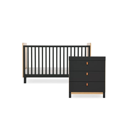 CuddleCo Rafi 2 Piece Nursery Furniture Set - Oak & Black