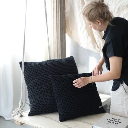 Zuri House Knitted Cushion - Charcoal