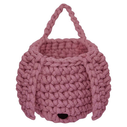 Zuri House Crochet Bunny Basket - Old Rose