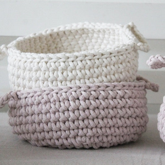 Zuri House Crochet Flat Basket - Pale Pink