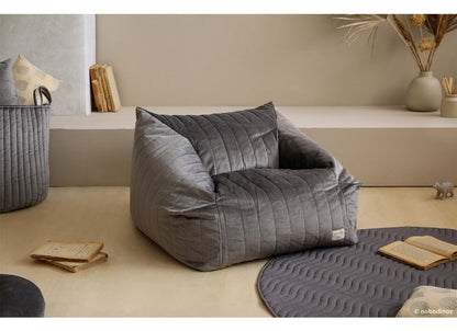 Nobodinoz Velvet Chelsea Bean Bag Chair - Slate Grey