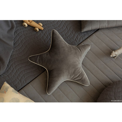 Nobodinoz Aristote Star Velvet Cushion - Slate Grey