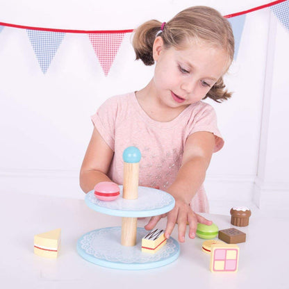 Bigjigs Toys Wooden Cake Stand With Cakes