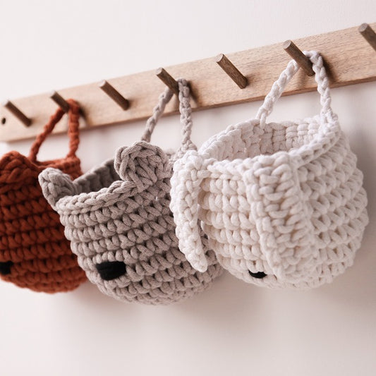 Zuri House Crochet Bunny Basket - Light Grey