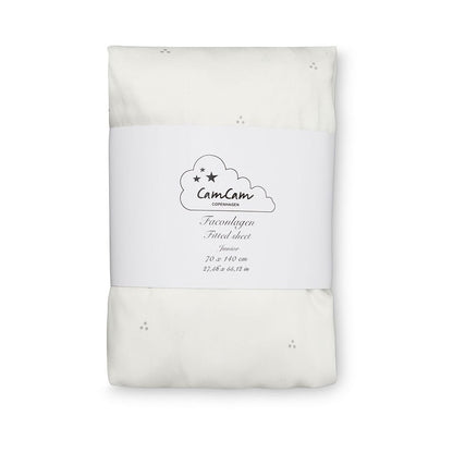 Cam Cam Cot Sheet Dot Creme Grey Junior (75 x 160cm) - Scandibørn