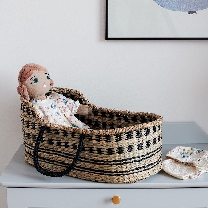 Cam Cam Doll's Moses Basket in Black - Scandibørn