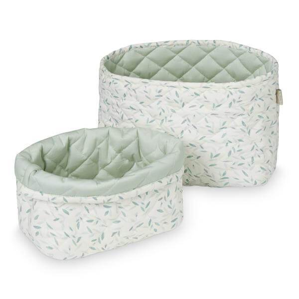 Cam Cam Quilted Storage Baskets in Green Leaves (Set of Two) - Scandibørn