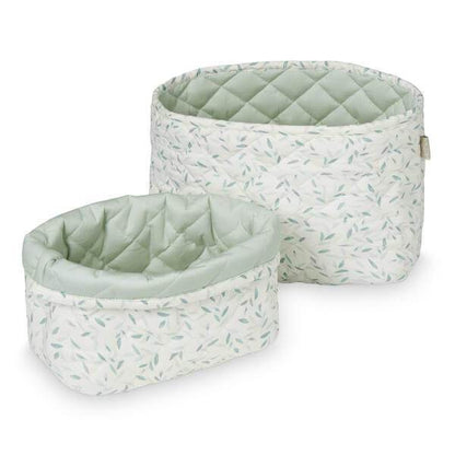 Cam Cam Quilted Storage Baskets in Green Leaves (Set of Two) - Scandibørn