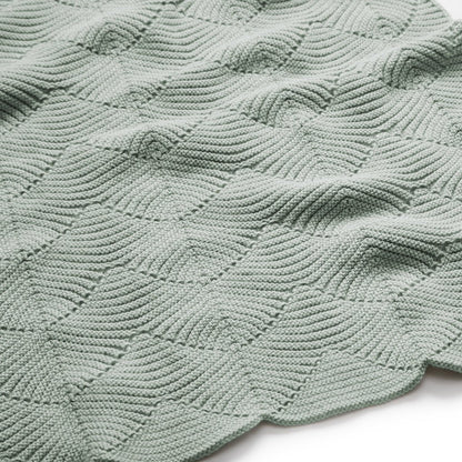 Cam Cam Scallop Knit Blanket - Dusty Green - Scandibørn