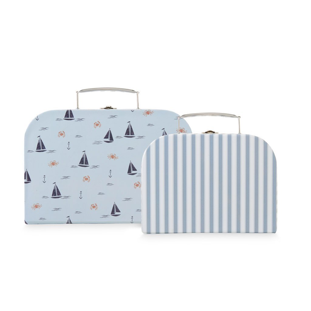 Cam Cam Storage Suitcases in Sailboats / Stripes (Set of 2) - Scandibørn