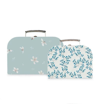 Cam Cam Storage Suitcases in Windflower Blue / Fiori (Set of 2) - Scandibørn